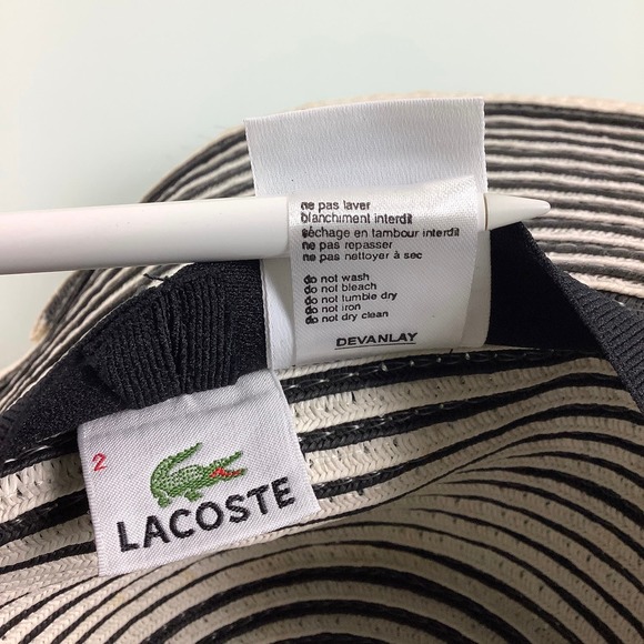RARE Lacoste Wide Brim Paper Sun Black & Cream Hat Size OSFM EUC main image 4